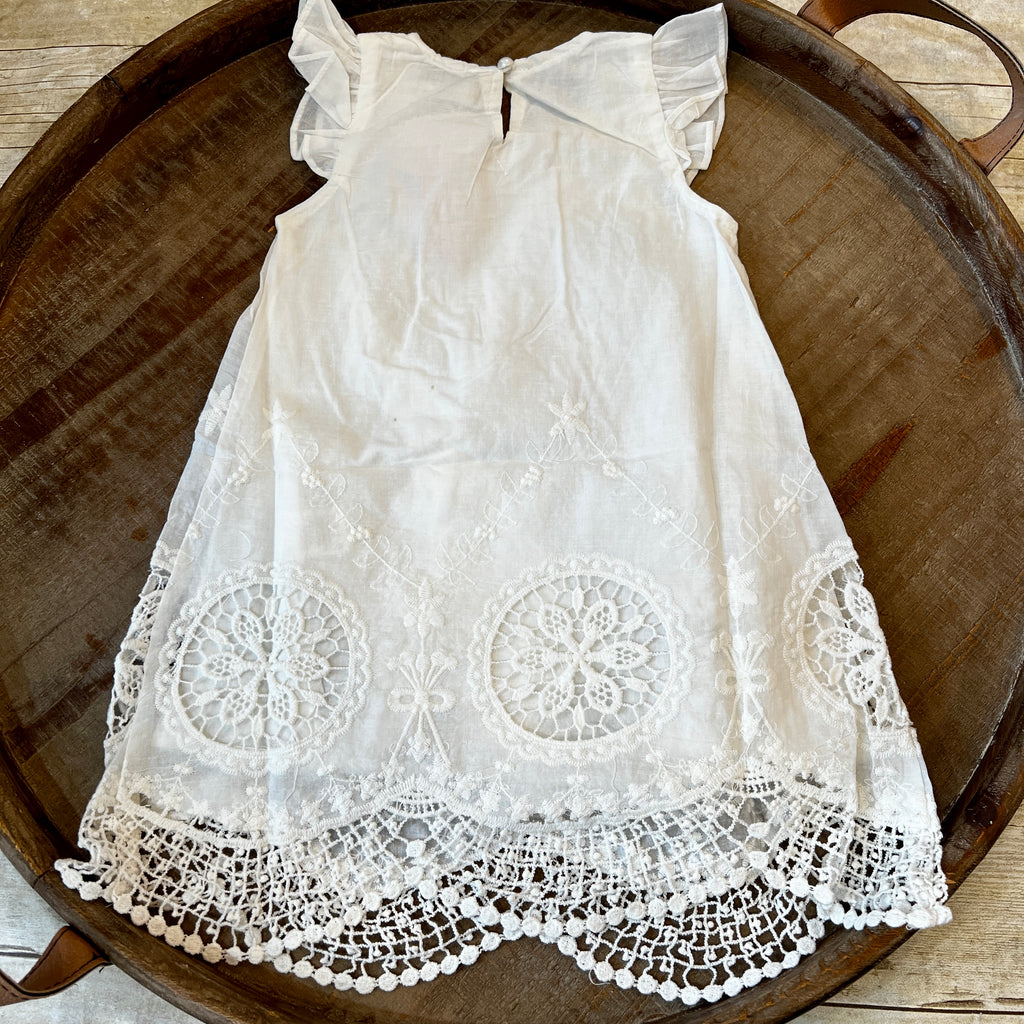 White Linen Crochet Dress