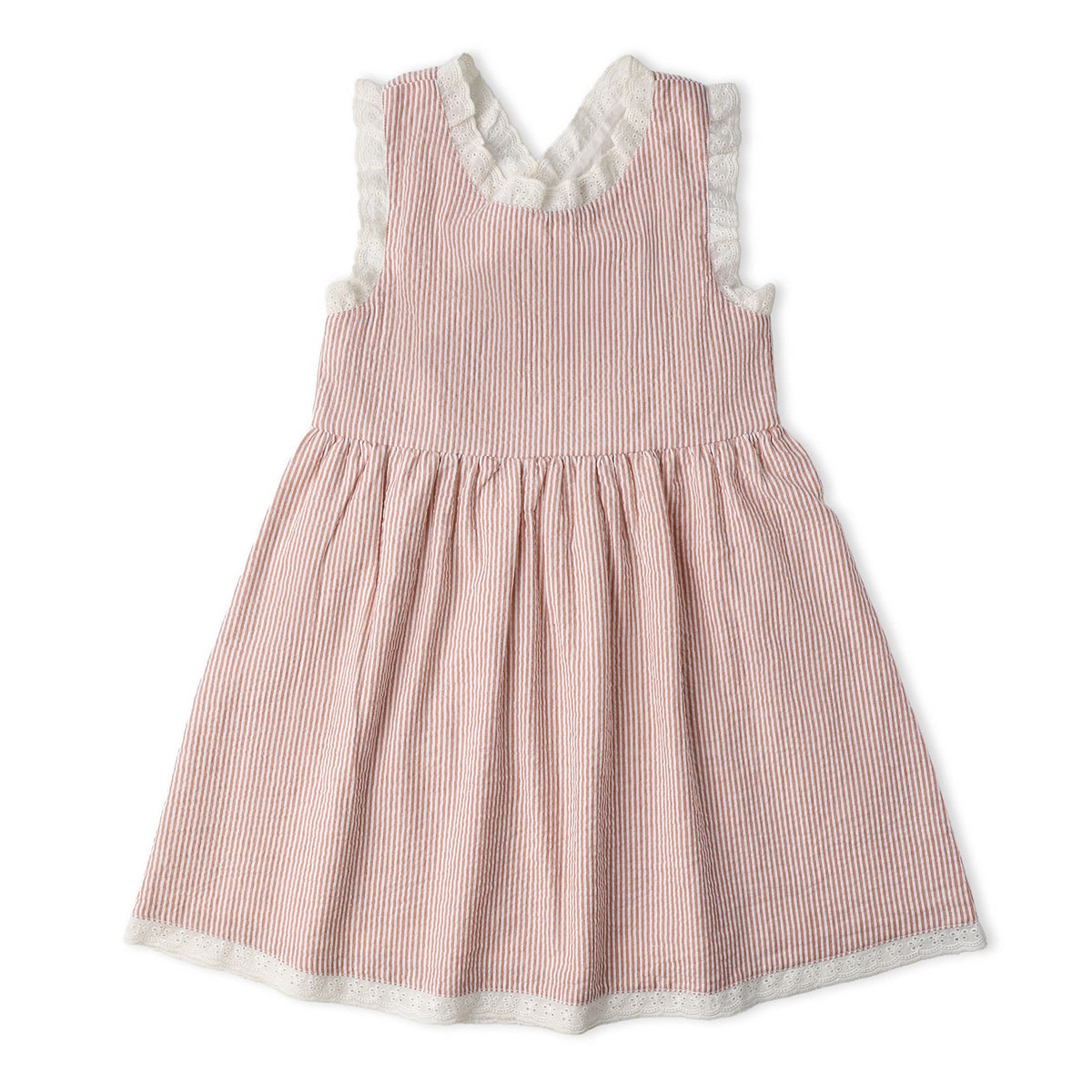 Coral Stripe Cross Back Dress