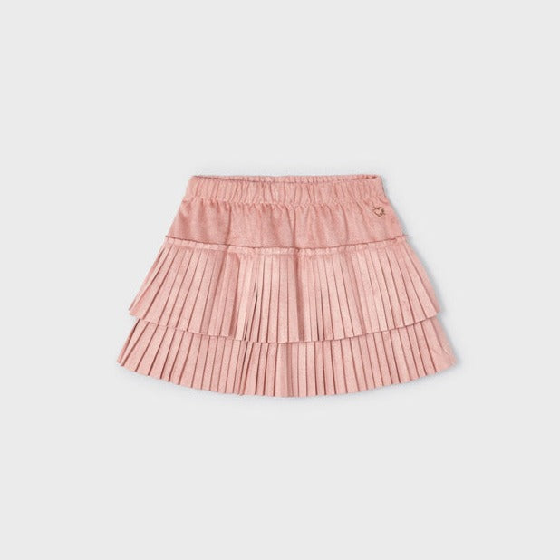 Blush Pleated Suede Skirt