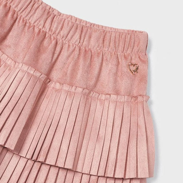 Blush Pleated Suede Skirt