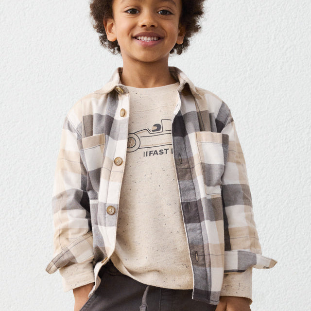 Neutral Plaid Overshirt