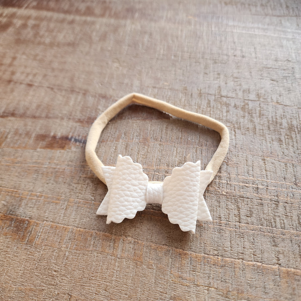 Scallop Pleather Bow Headband