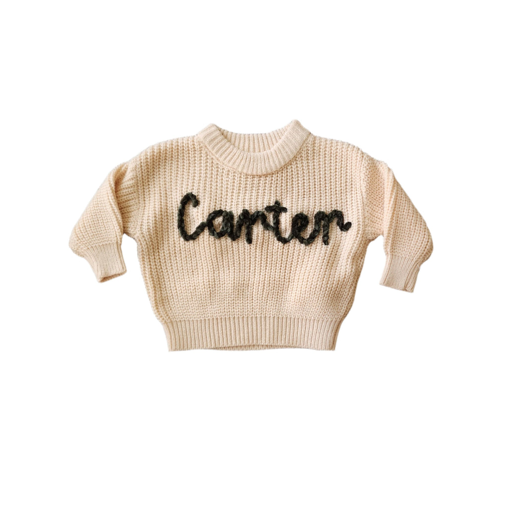 Cream Custom Name Sweater