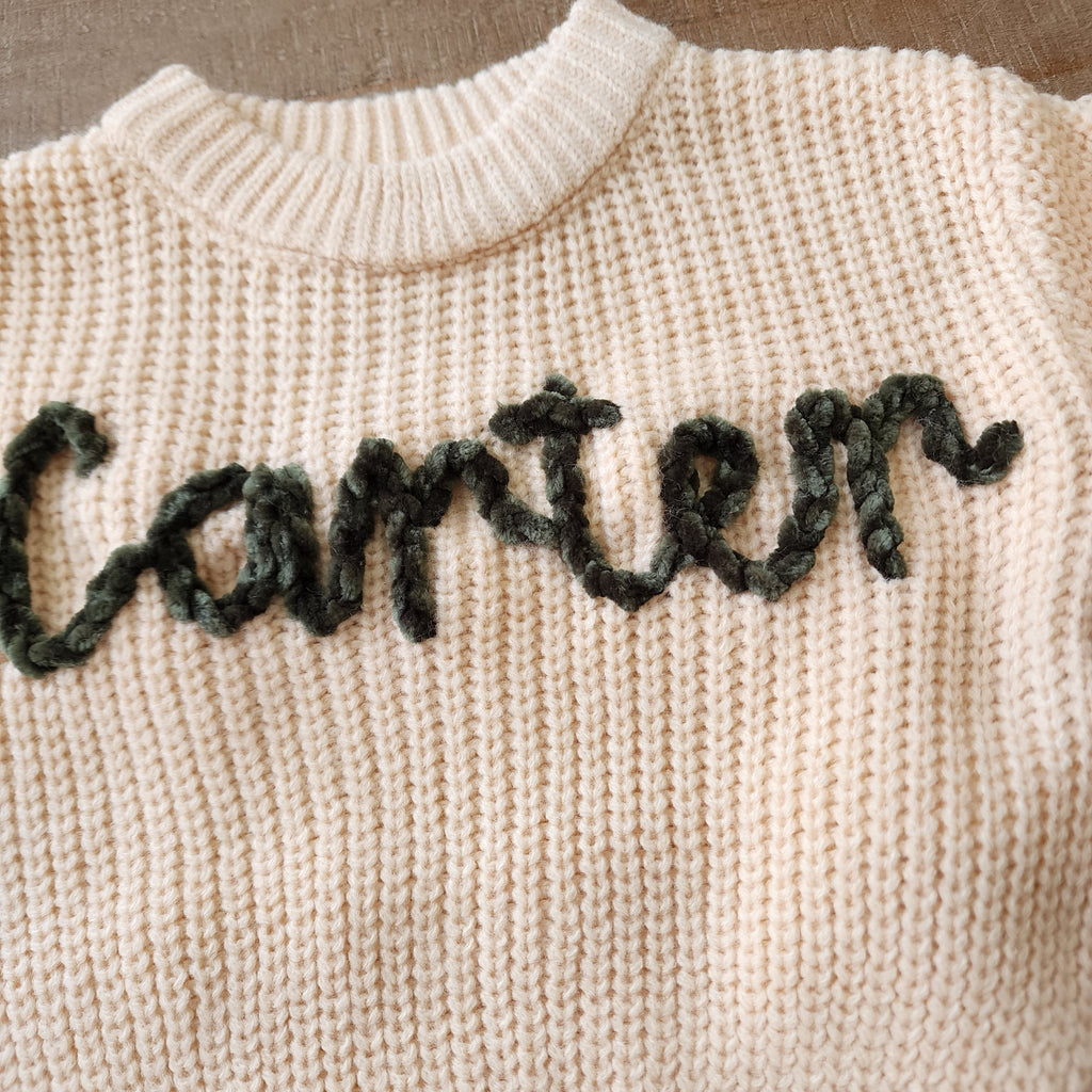 Cream Custom Name Sweater