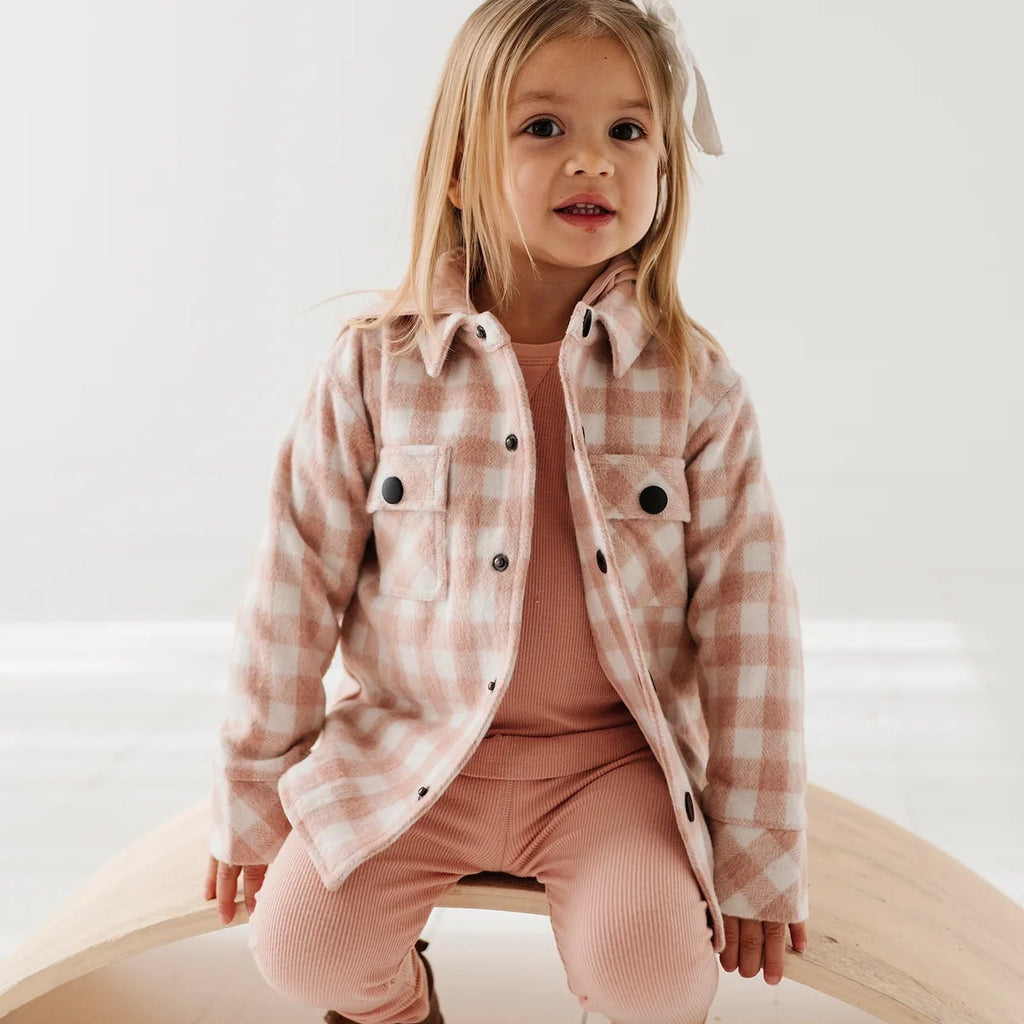 Rose Plaid Hooded Shacket