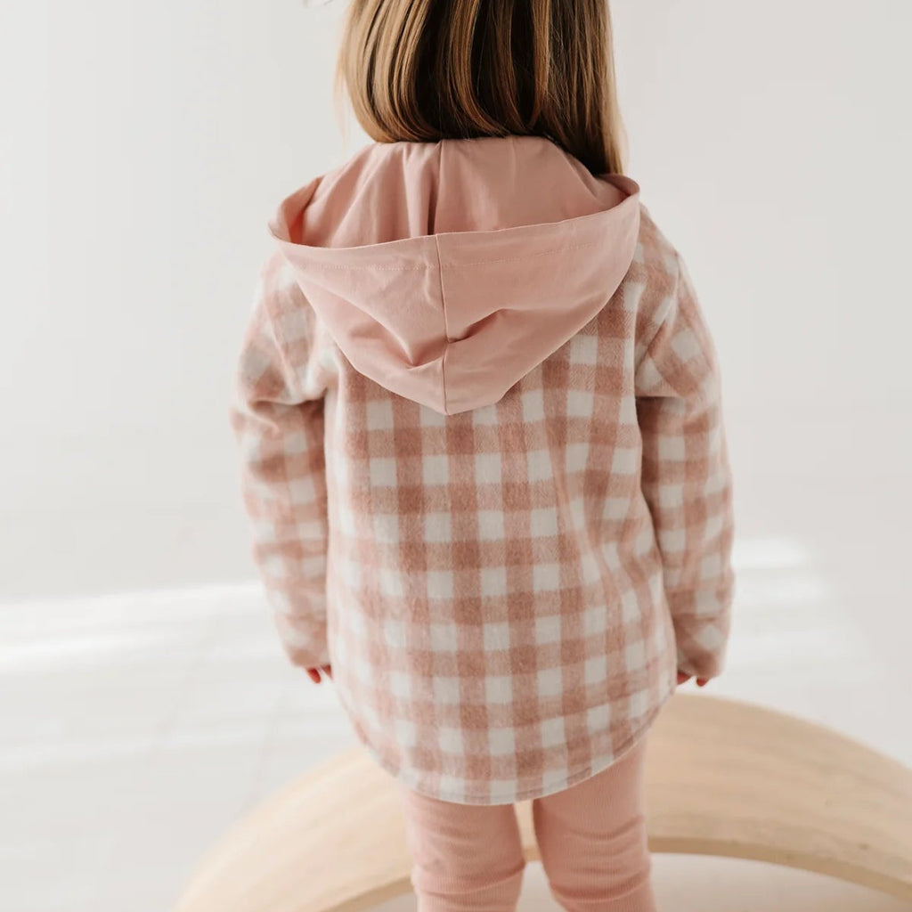 Rose Plaid Hooded Shacket