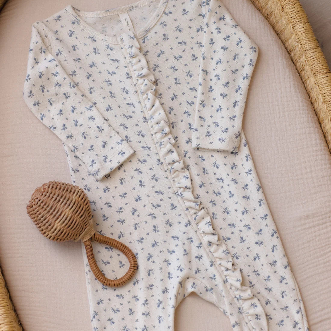 Blue Ditsy Ruffle Jumpsuit