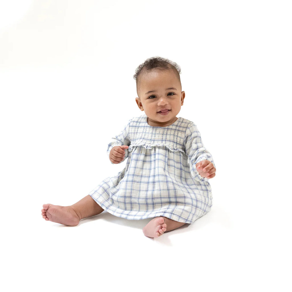 Blue Plaid Ruffle Bubble