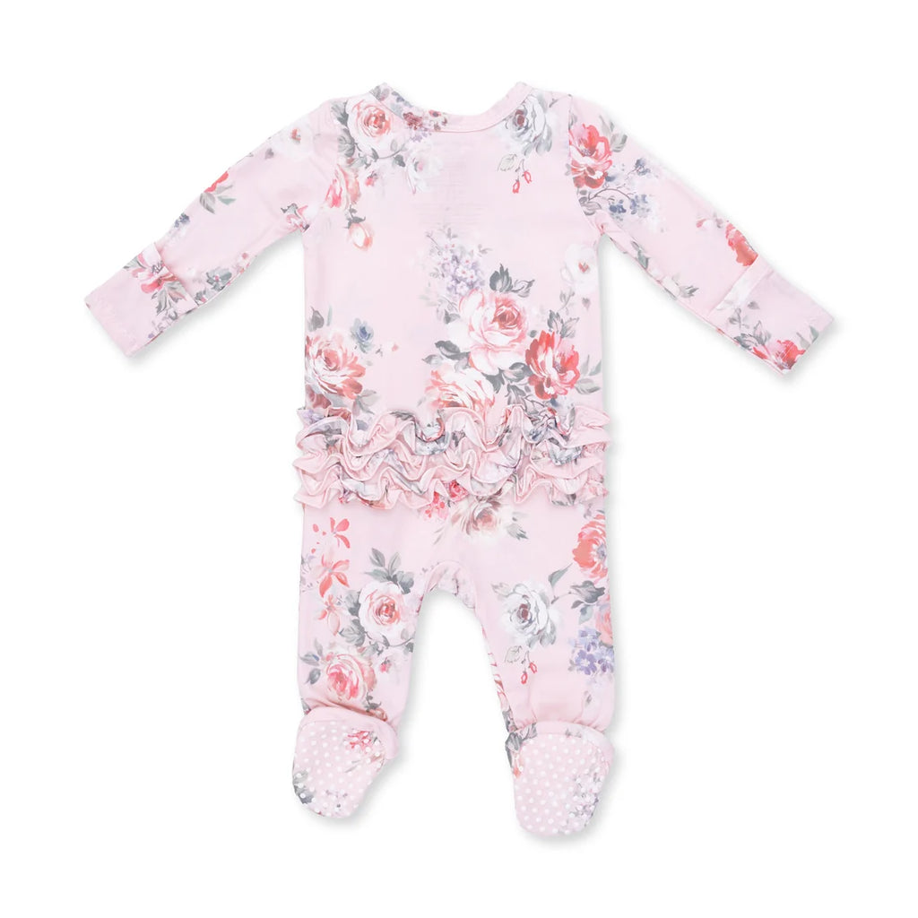 Painterly Rose Ruffle Footie