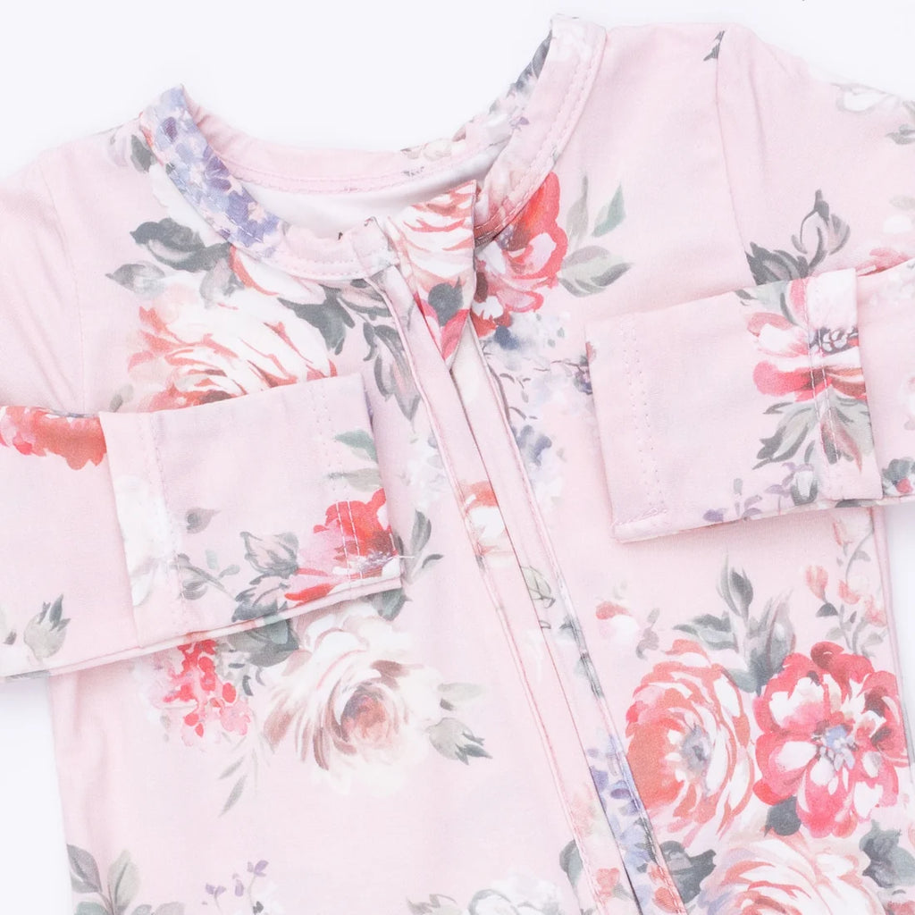 Painterly Rose Ruffle Footie
