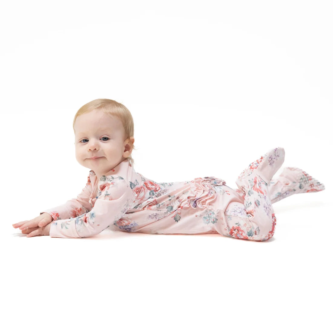 Painterly Rose Ruffle Footie