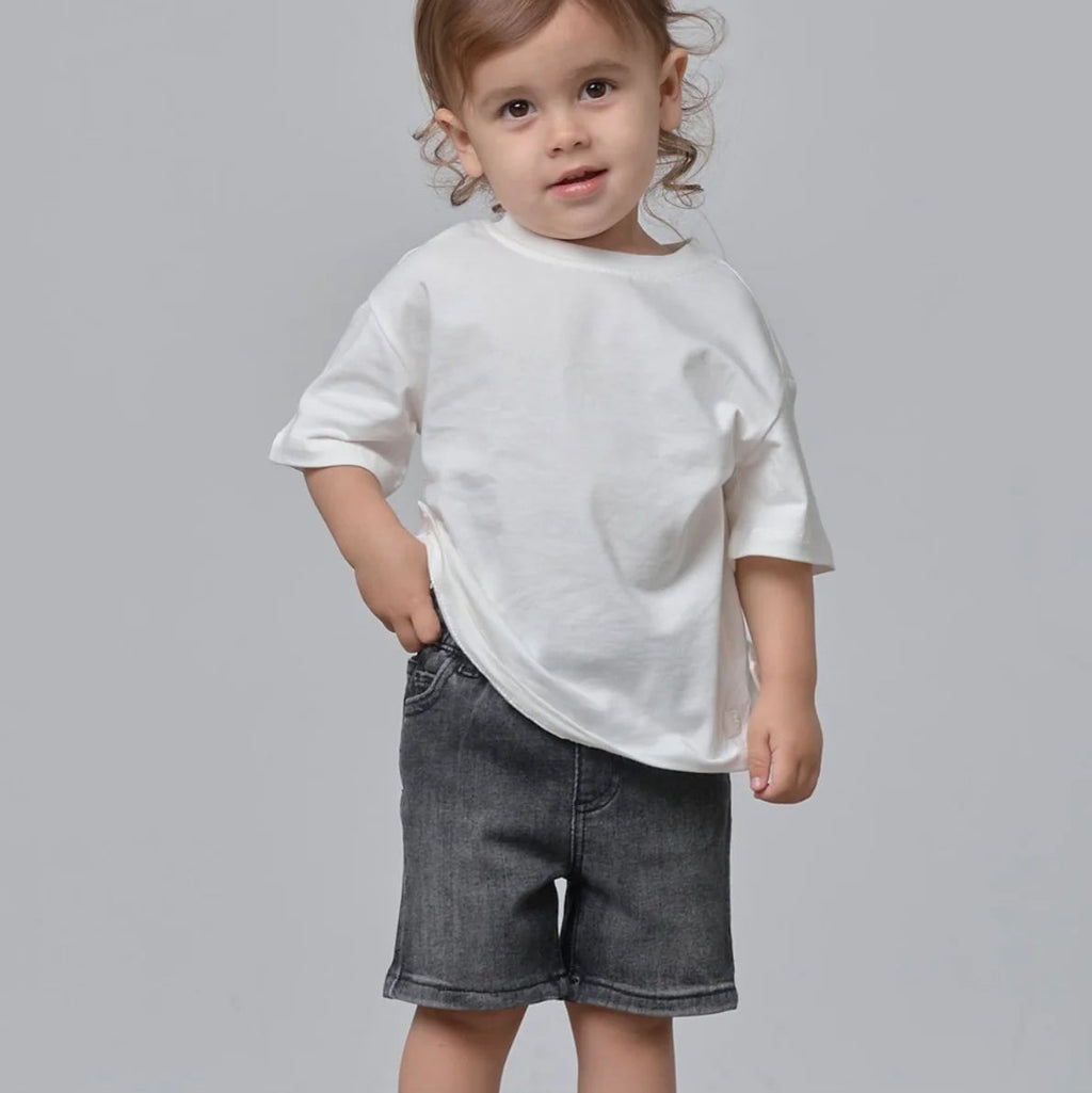 Straight Black Denim Short