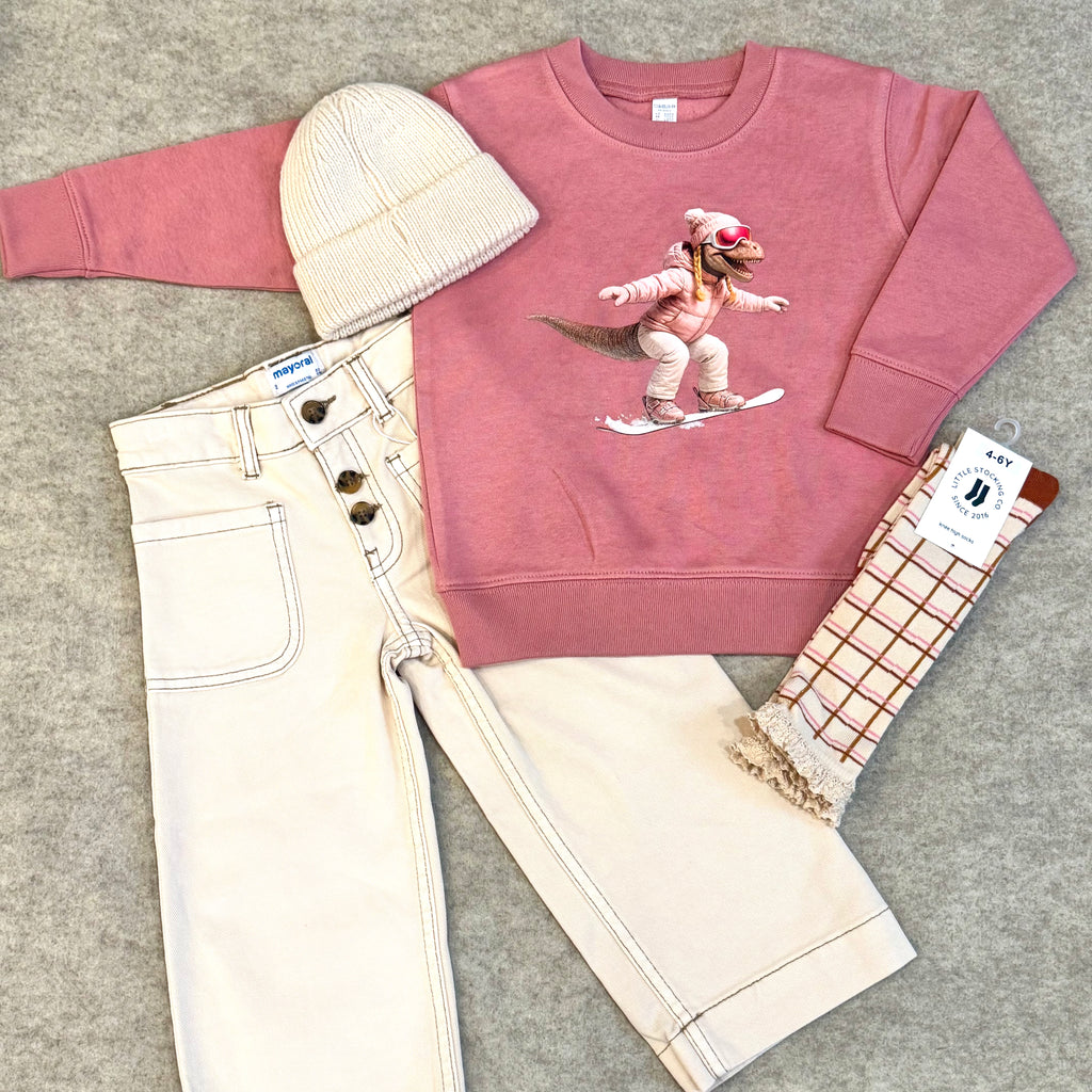 Girly Snowboarder Dino Sweatshirt