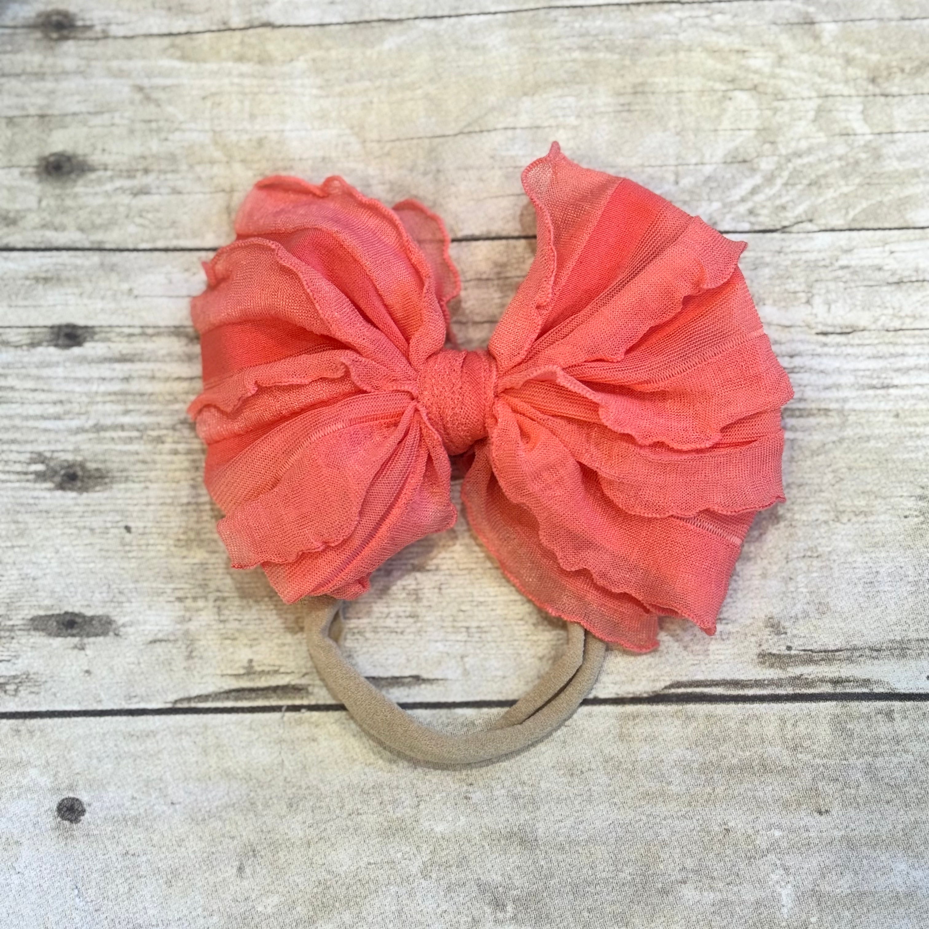 Ruffled Bitty Bow Headband