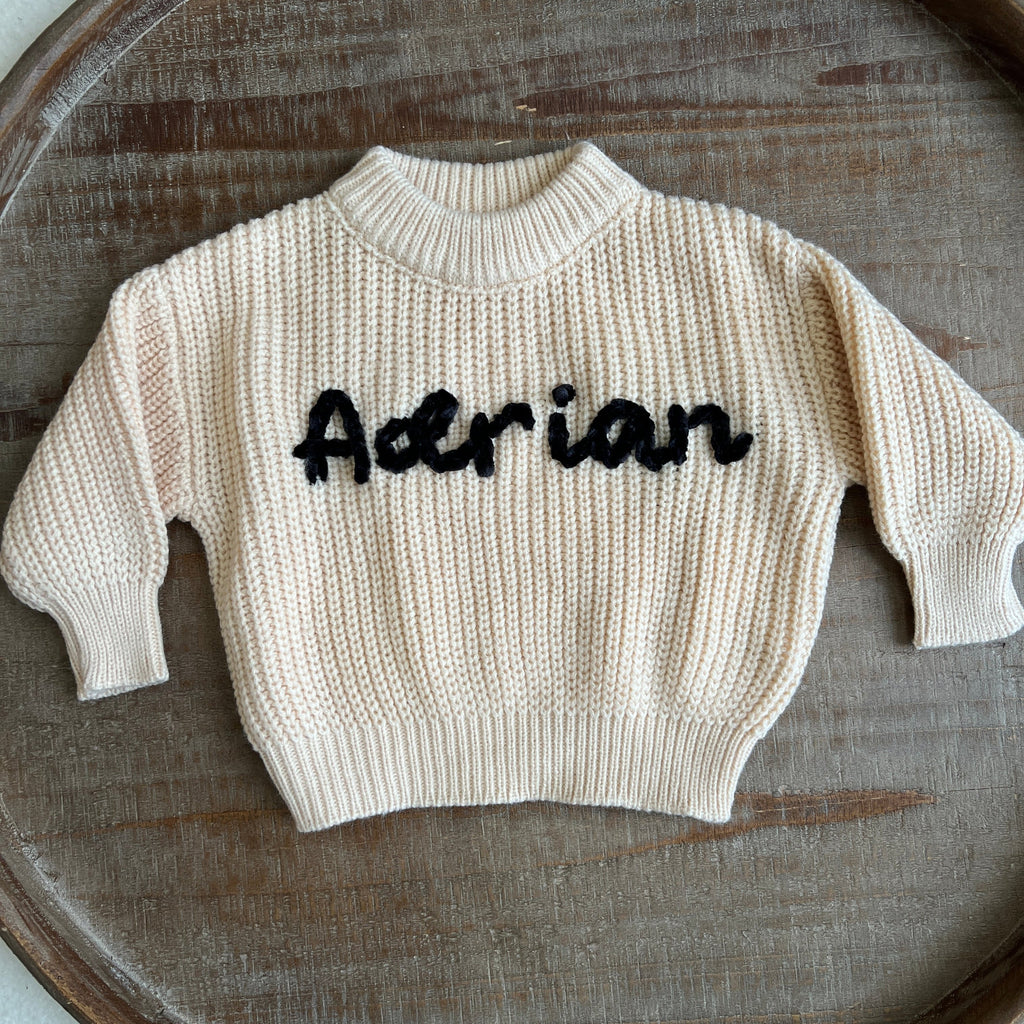Cream Custom Name Sweater