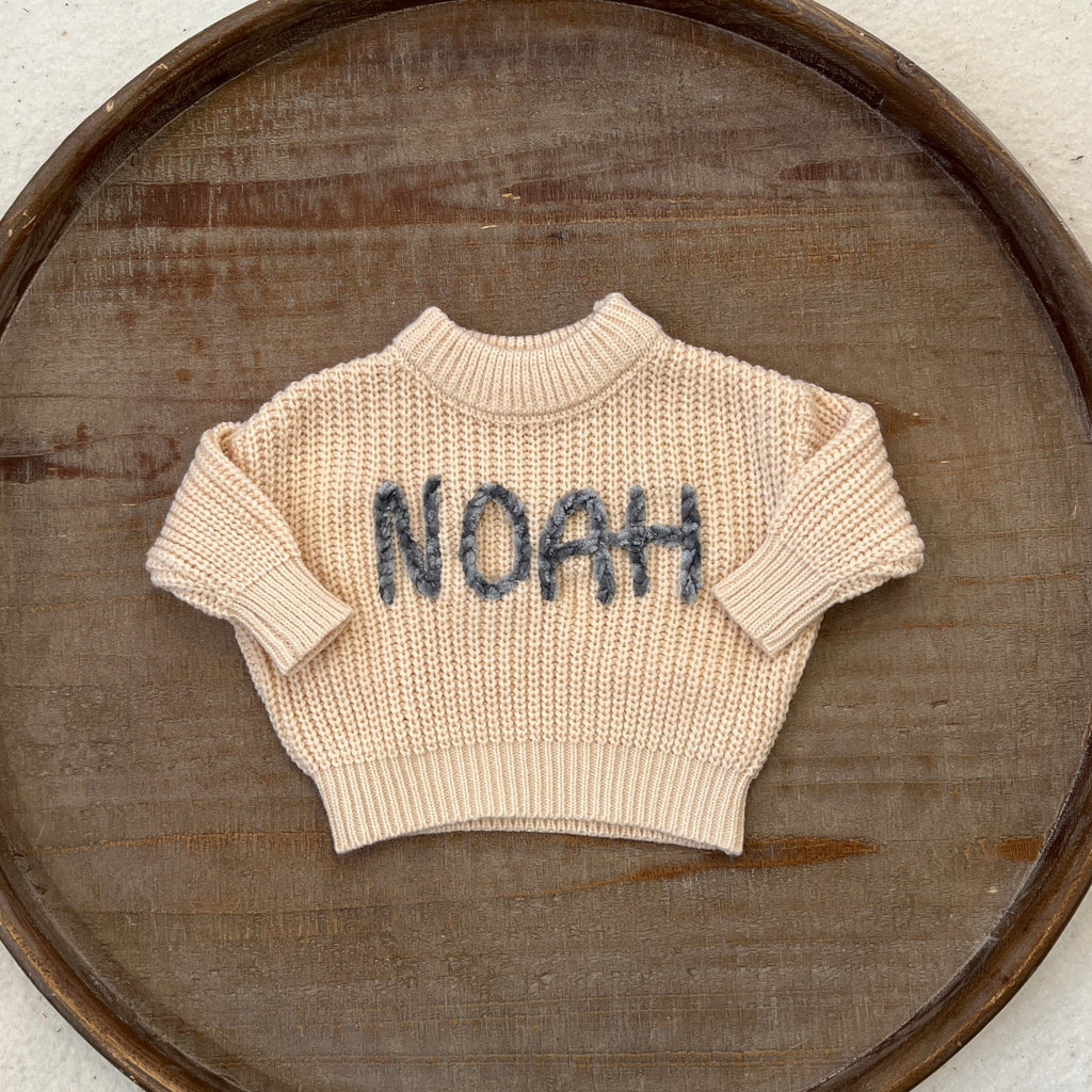 Cream Custom Name Sweater