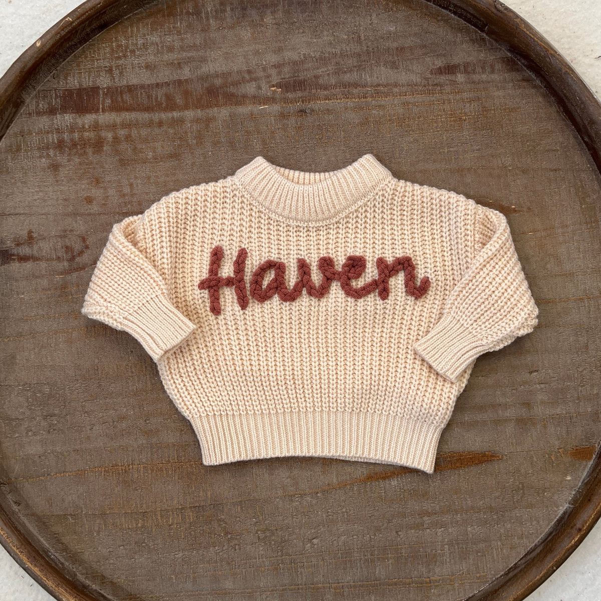 Cream Custom Name Sweater