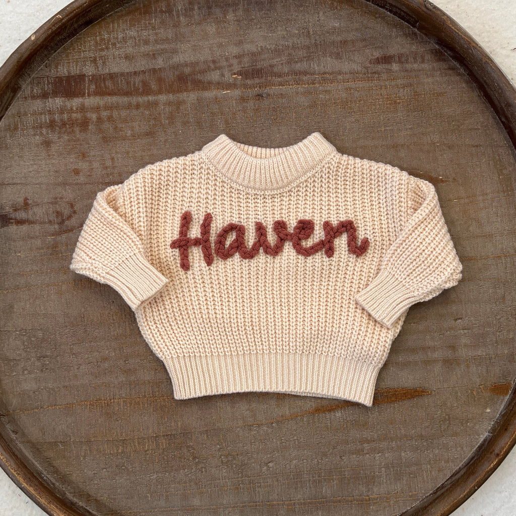 Cream Custom Name Sweater