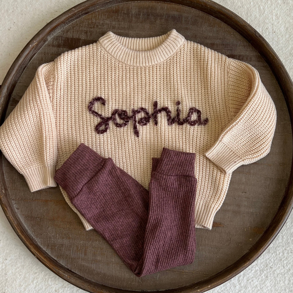 Cream Custom Name Sweater