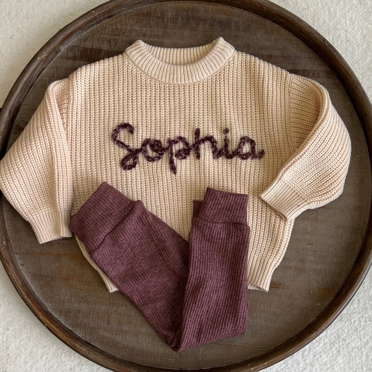 Cream Custom Name Sweater