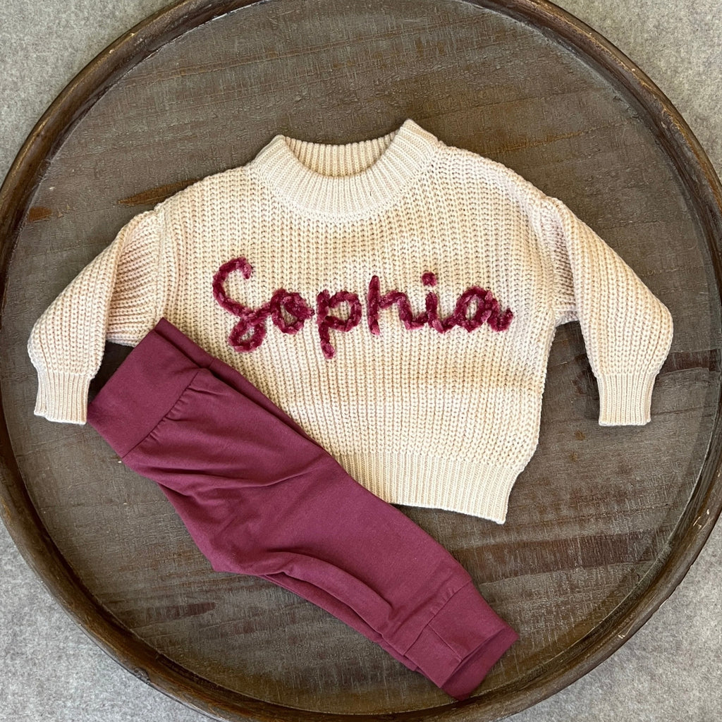Cream Custom Name Sweater