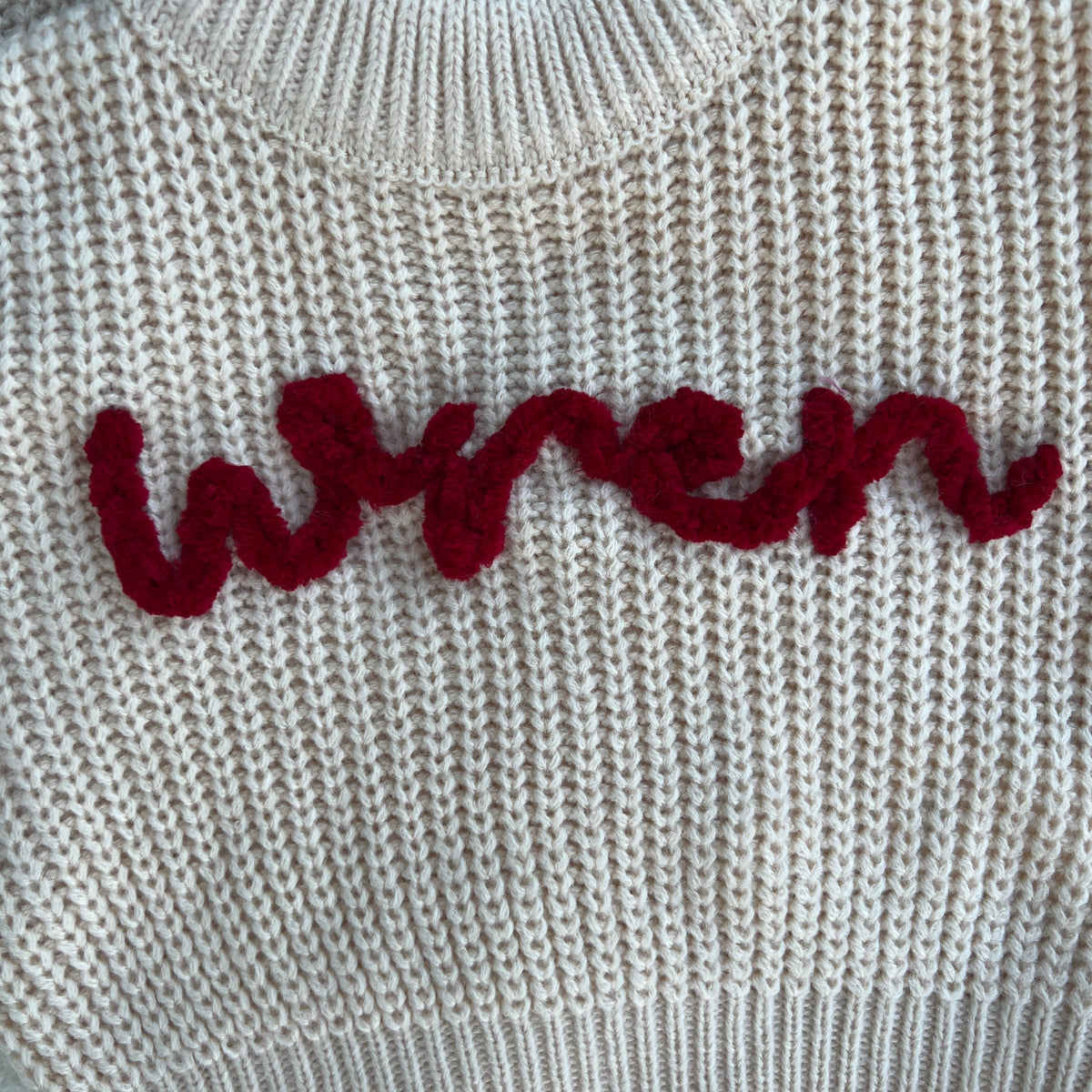 Cream Custom Name Sweater