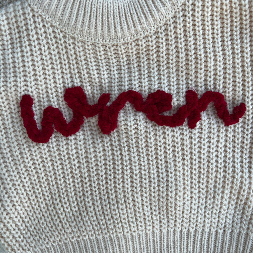 Cream Custom Name Sweater