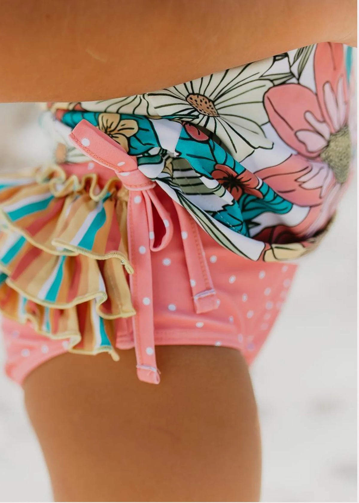 Pink Tropical Rash Guard Swimsuit