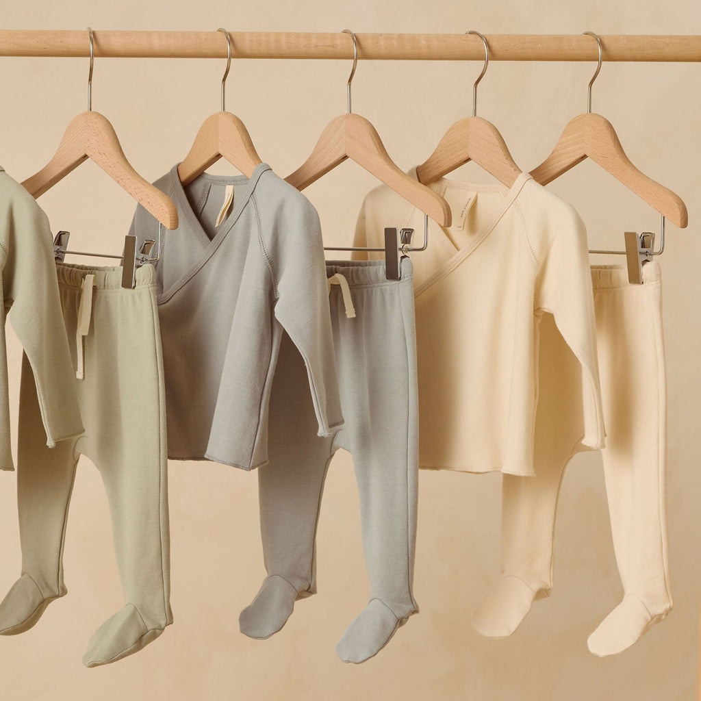 Wrap Top + Footed Pant Set