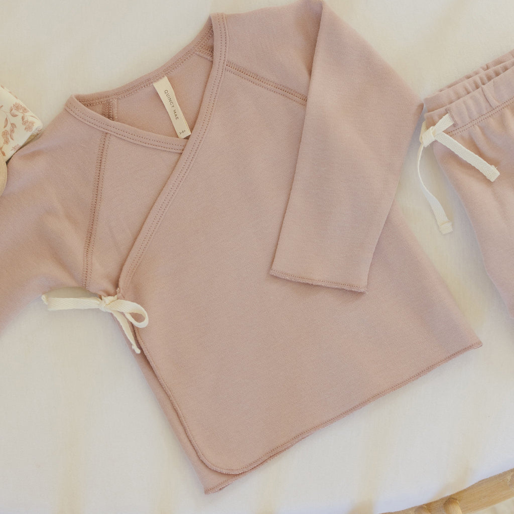 Wrap Top + Footed Pant Set