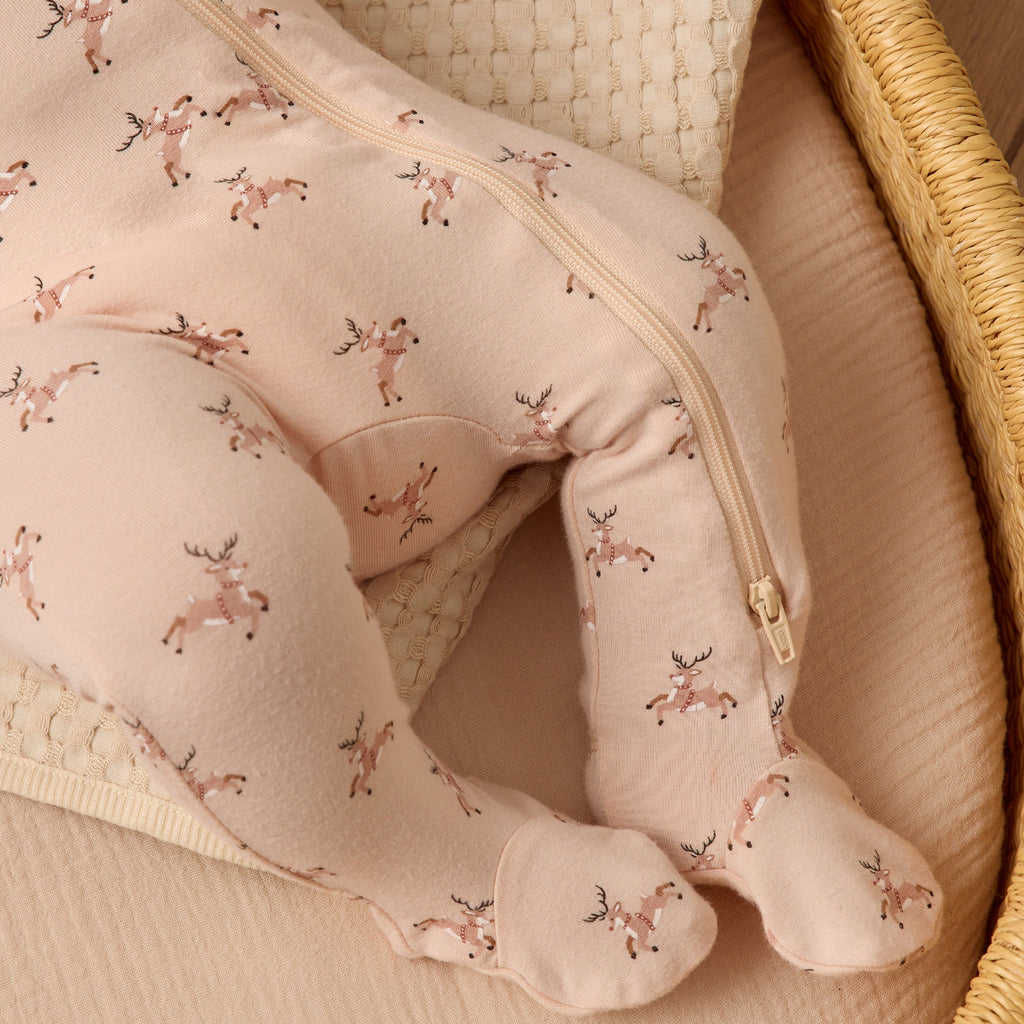 Reindeer Bamboo Zip Footie