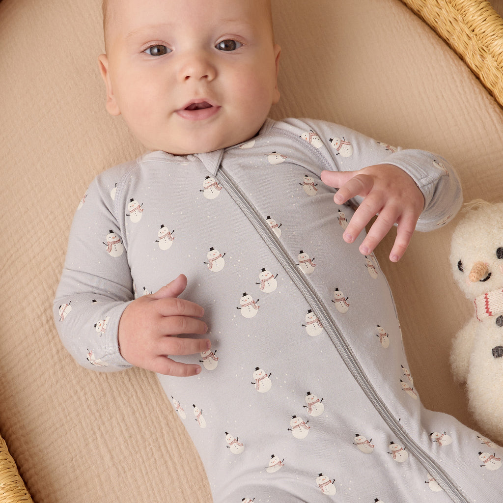 Snowman Bamboo Zip Footie