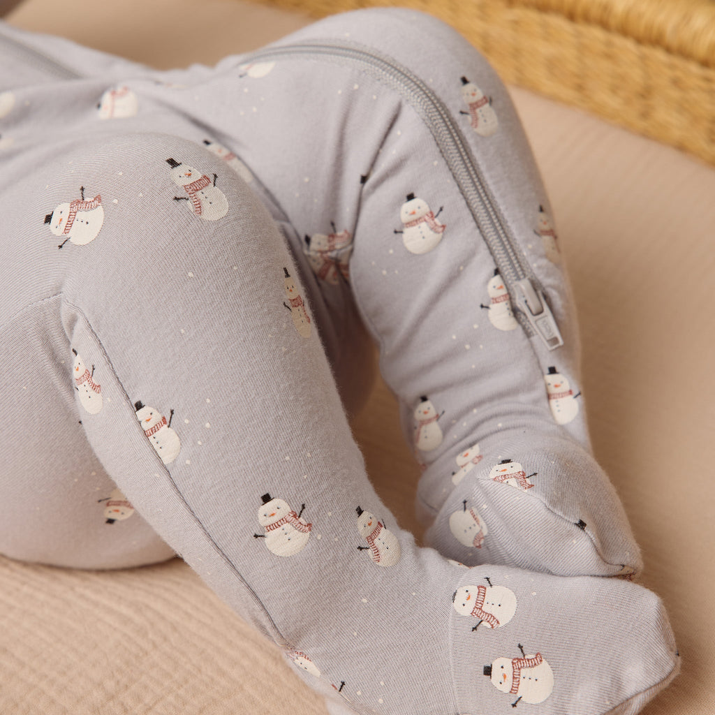 Snowman Bamboo Zip Footie