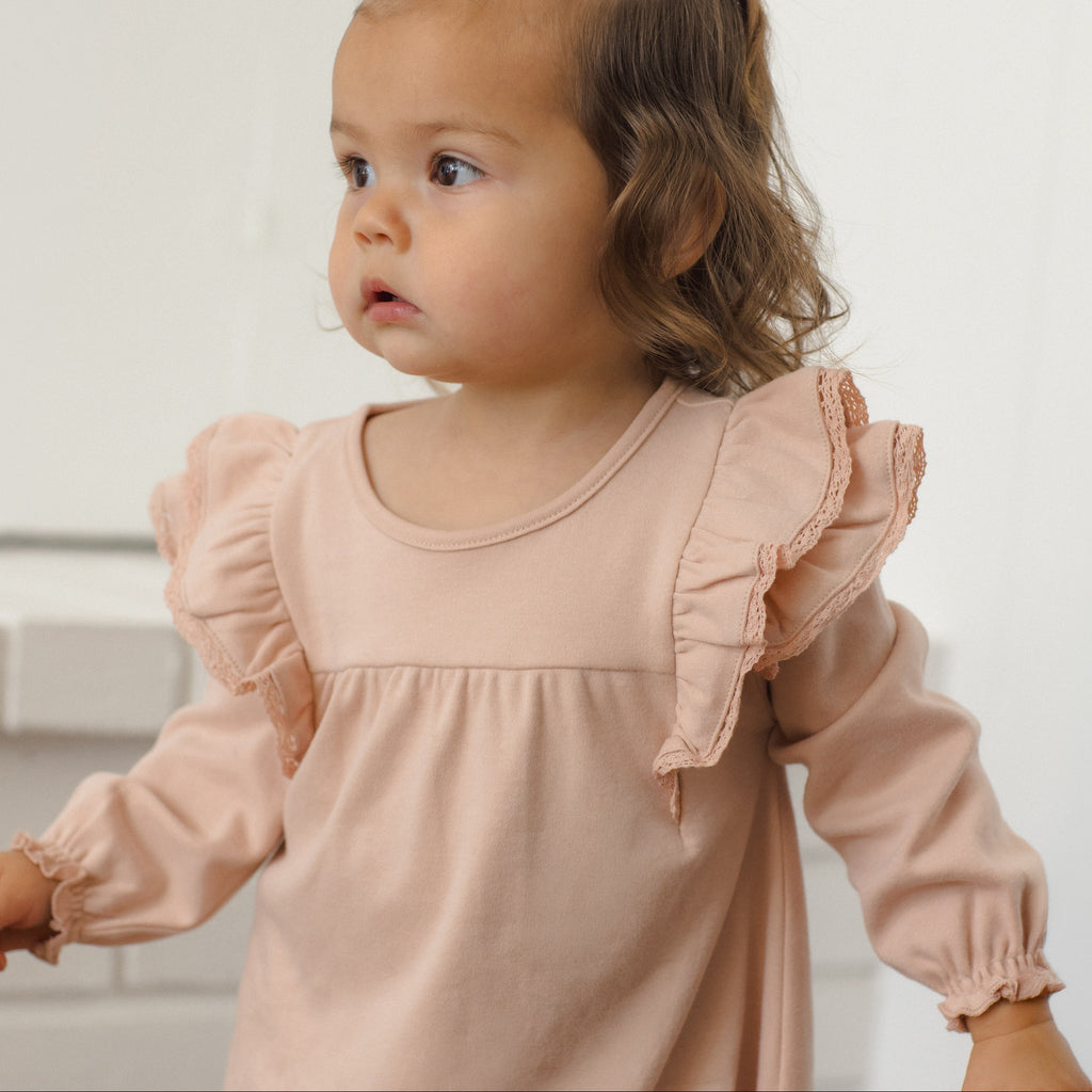 Dusty Rose Flutter Dress