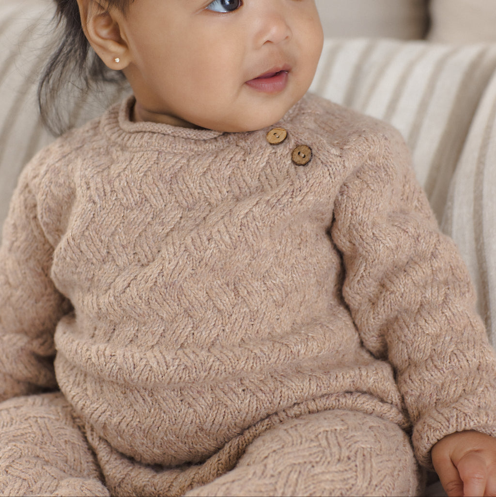 Heathered Almond Knit Jumpsuit