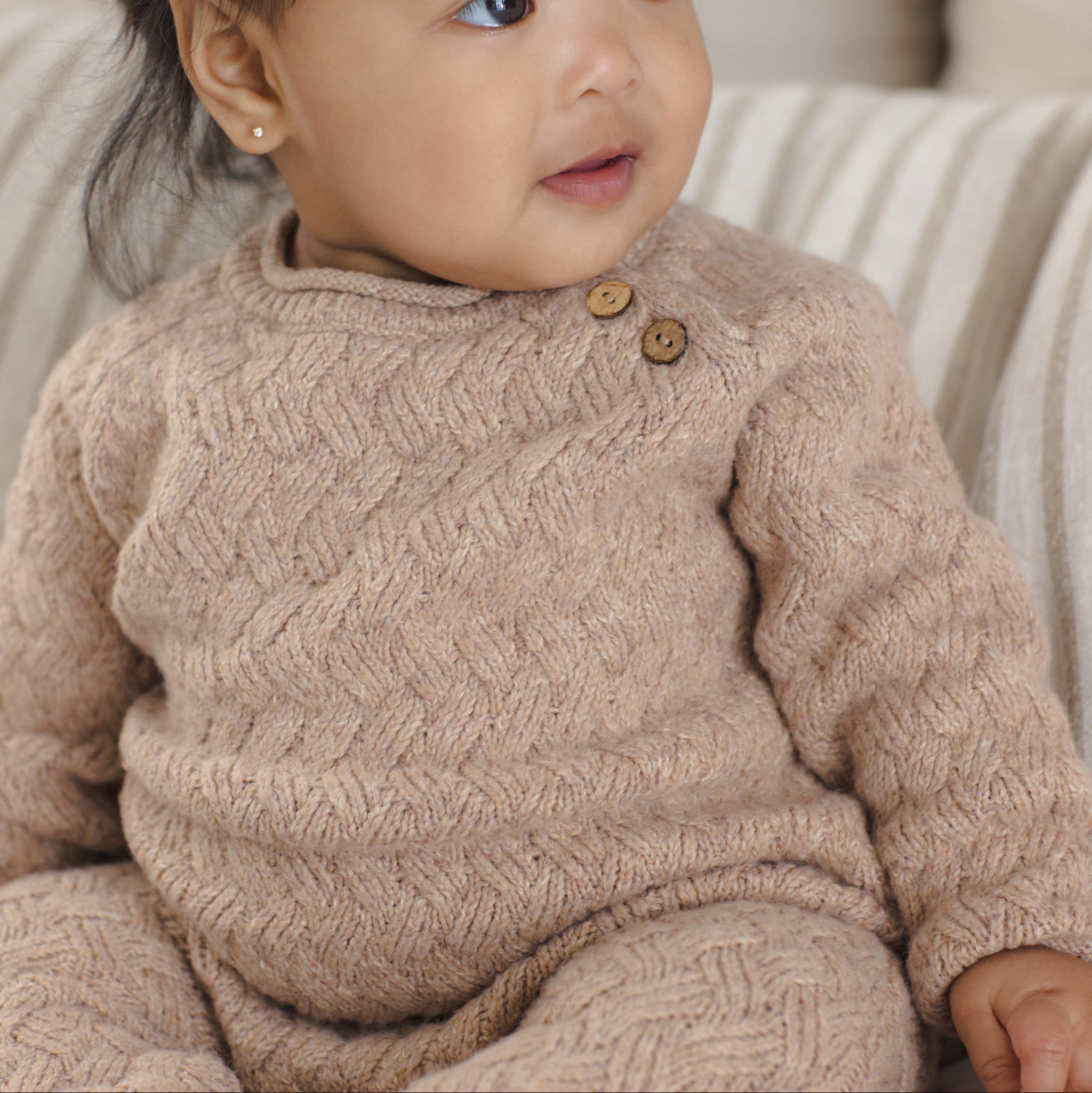 Heathered Almond Knit Jumpsuit | Pipsqueaks Boutique