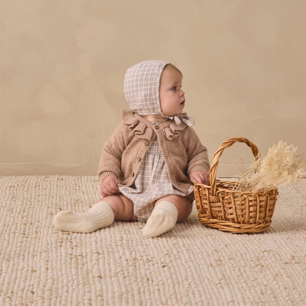 Blue Gingham Woven Bonnet