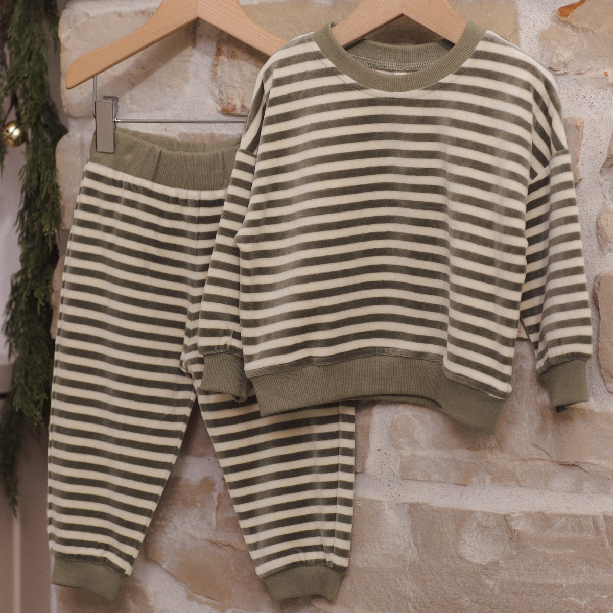 Spruce Stripe Velour Sweatpant