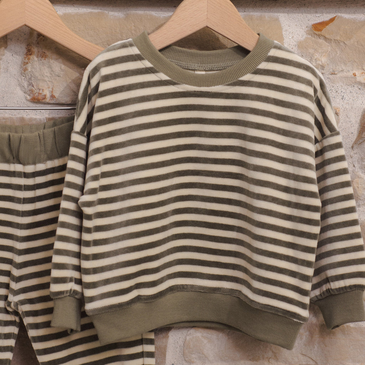 Spruce Stripe Velour Sweatshirt