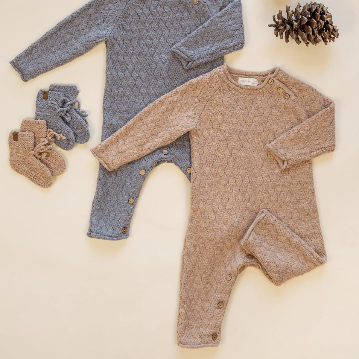 Heathered Almond Knit Jumpsuit