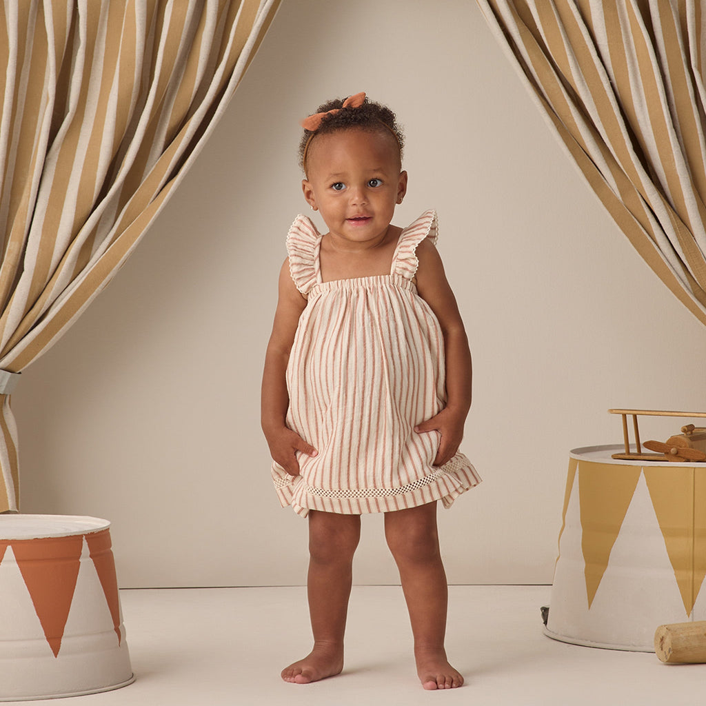 Vintage Stripe Ruffle Dress