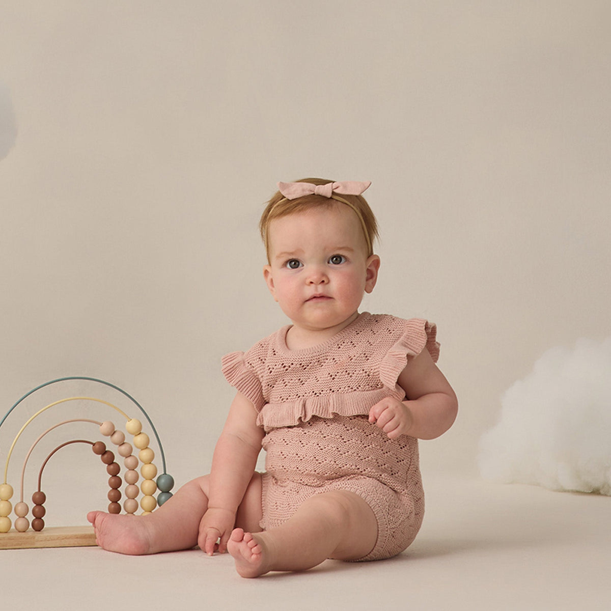 Pointelle Ruffled Romper