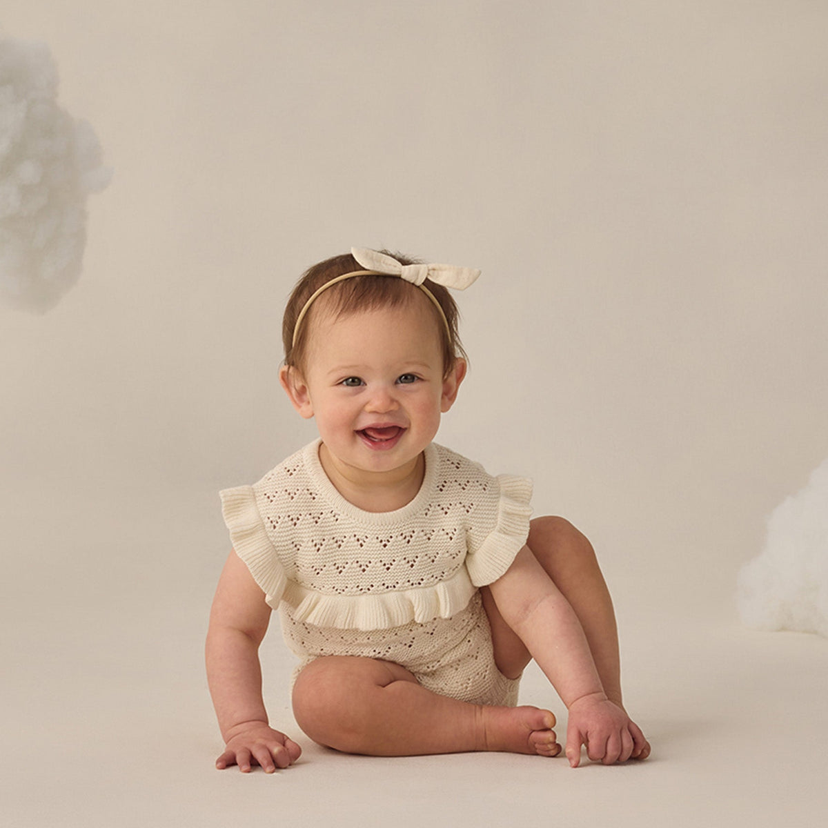 Pointelle Ruffled Romper