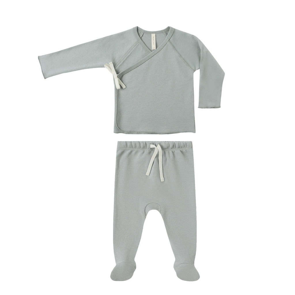 Wrap Top + Footed Pant Set
