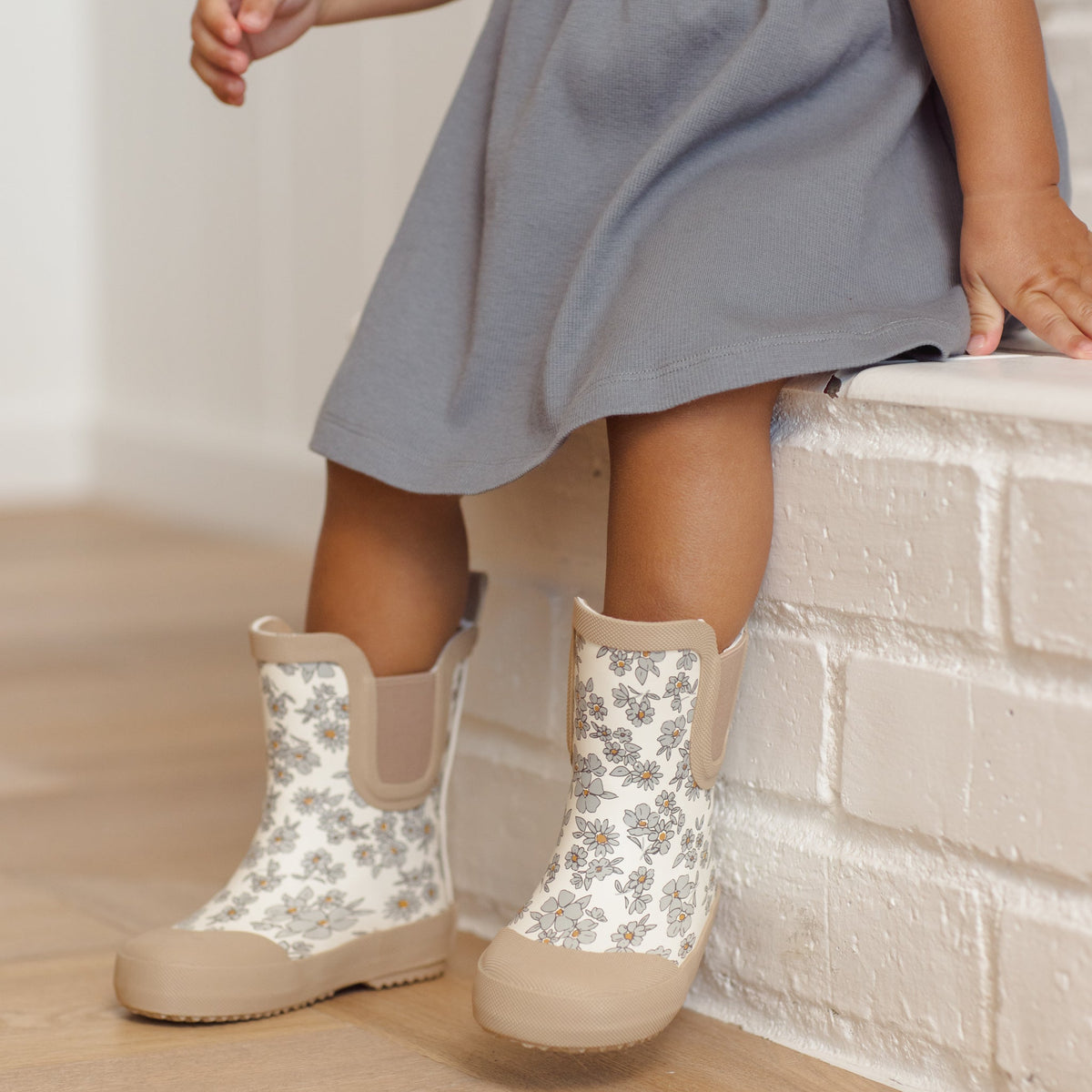 Blue Floral Rainboots