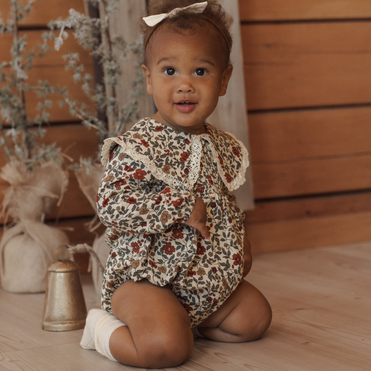 Holiday Floral Fern Romper