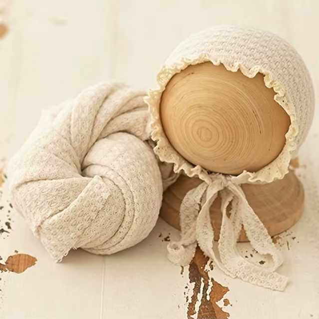 Waffle Knit Blanket and Bonnet