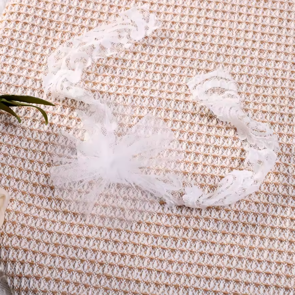 Ruffle & Lace Romper with Headband