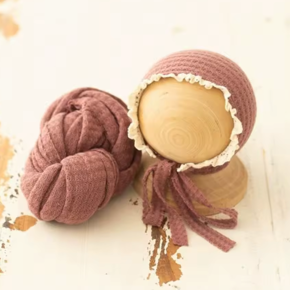 Waffle Knit Blanket and Bonnet