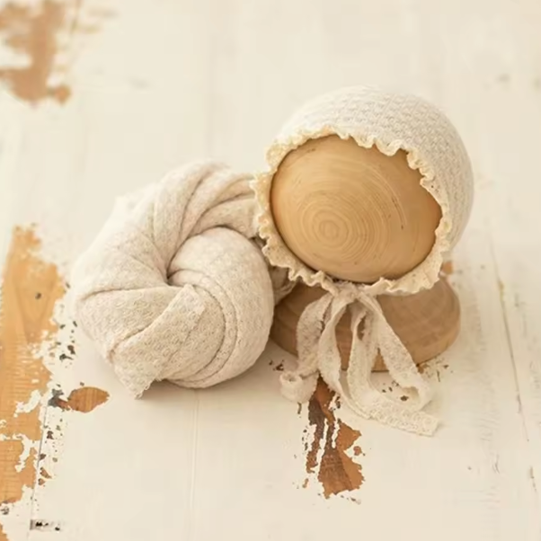 Waffle Knit Blanket and Bonnet